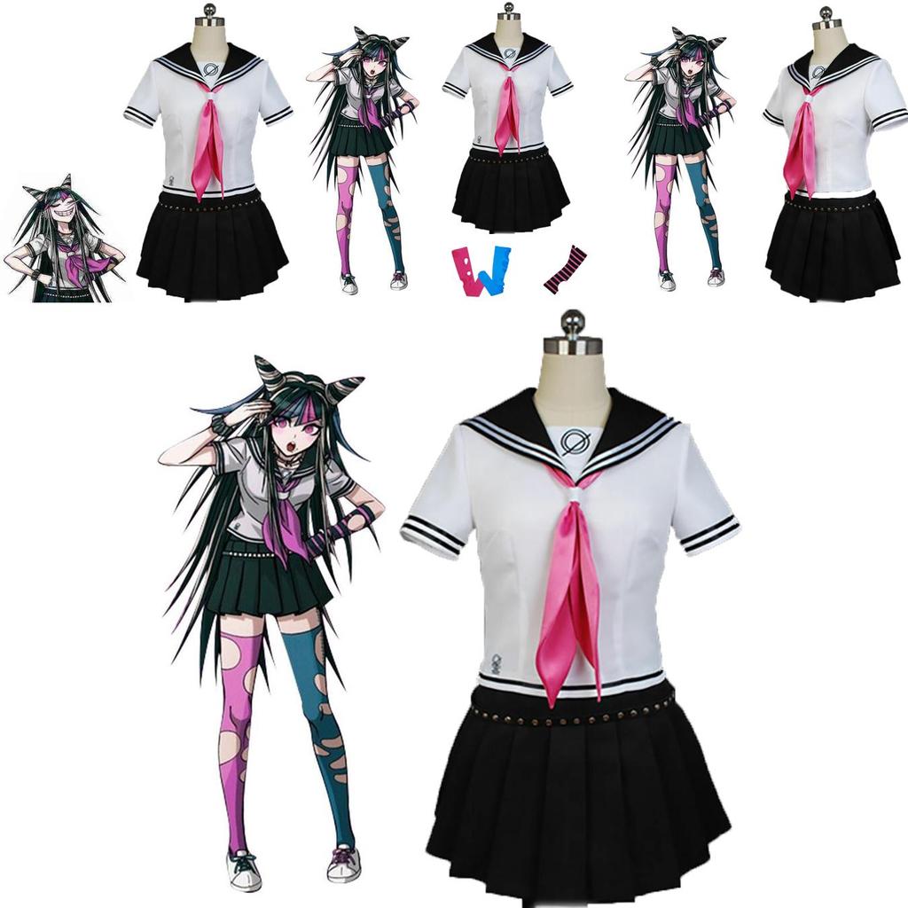 Fashionable Danganronpa Ibuki Mioda Cosplay Costume Suit With Vibrant Black And White Design