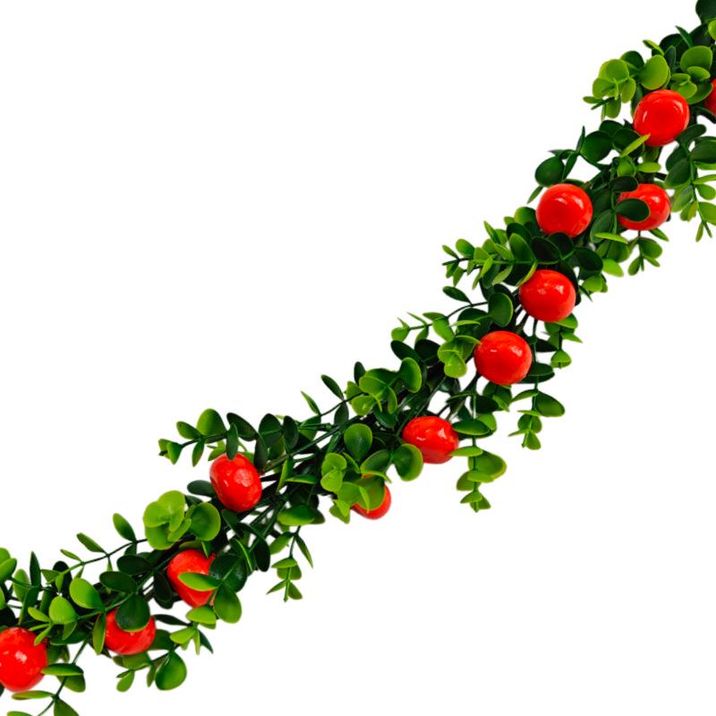 Pastoral Style Red Berries & Green Leaves Vine with Eucalyptus - Festival Atmosphere Decoration
