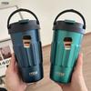500ml Vintage Stainless Steel Vacuum Insulated Coffee Cup Portable Travel Thermos Mug with Handle Design for Daily Use with Coffee Sticker