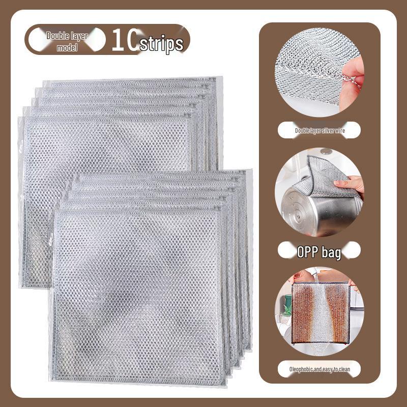 Alternative Steel Wool Double-Layer Non-Stick Dishwashing Cloth