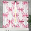 2 Pcs Pink Bow Print Curtains,suitable for Bedroom,living Room Kitchen Decoration,home Decoration,window Decoration