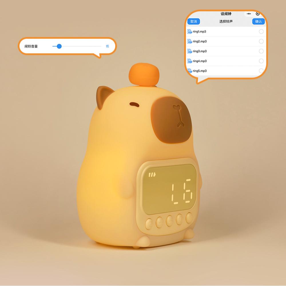Capybara Shape Capybara Alarm Clock USB Rechargeable Bedside LED Clock  Desktop Decoration