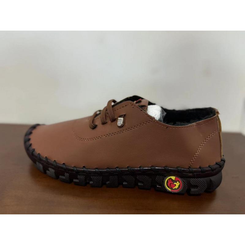 Real Soft Leather Single Shoes Comfortable Flat-soled Lace-up Mother Shoes Wide Fat Feet Cow Tendon Sole Soft Sole Soft Surface Middle-aged Large Size