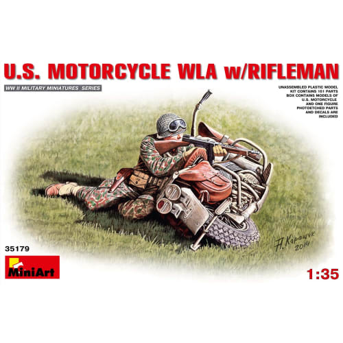 

Miniart 1/35 scale US Army Motorcycle with WLA Rifleman plastic model
