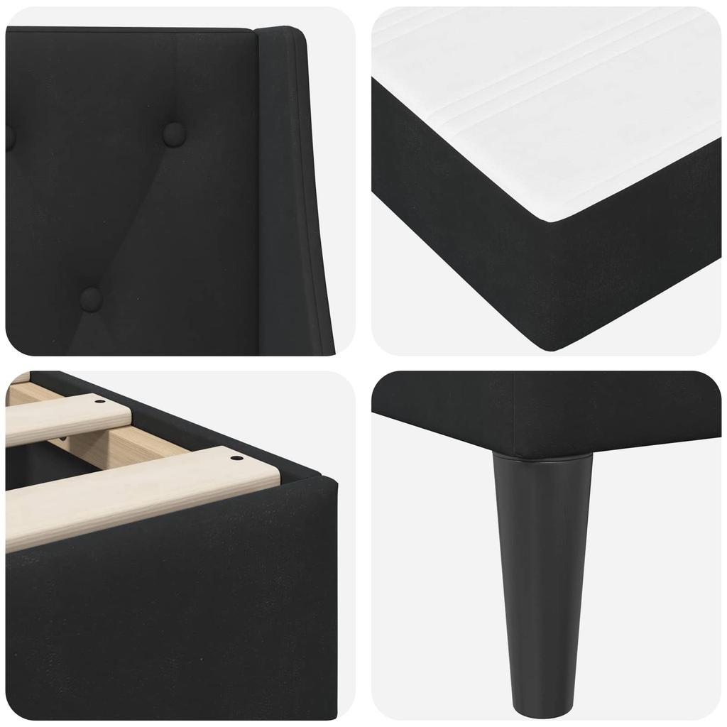 Bed Frame with Mattress Black Velvet