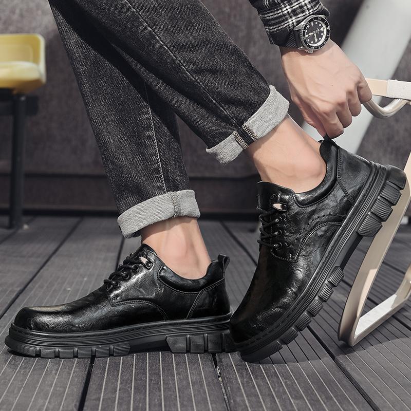 Moda Nowa Marka Wysoka Jakość Buty Oxford Męskie Codzienne Sznurowane Obuwie Eleganckie Mokasyny Buty Biurowe Prawdziwa Skóra Platforma Buty Męskie