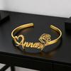 Atoztide Custom Name Bracelet for Women Men Stainless Steel Jewelry Hollow Heart Flower Bangles Personalized Birthday Gift