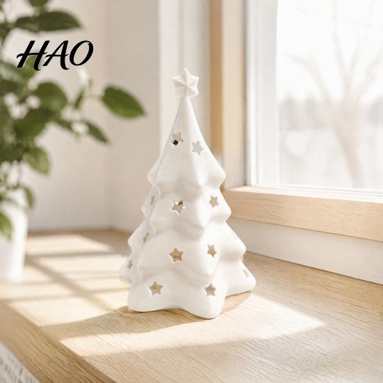 Christmas Window Decoration 3D Printed Tree Lampshade with Hollow Star Design, Figurine, Layered Lamp Creative Desktop Ornament for Home Holiday