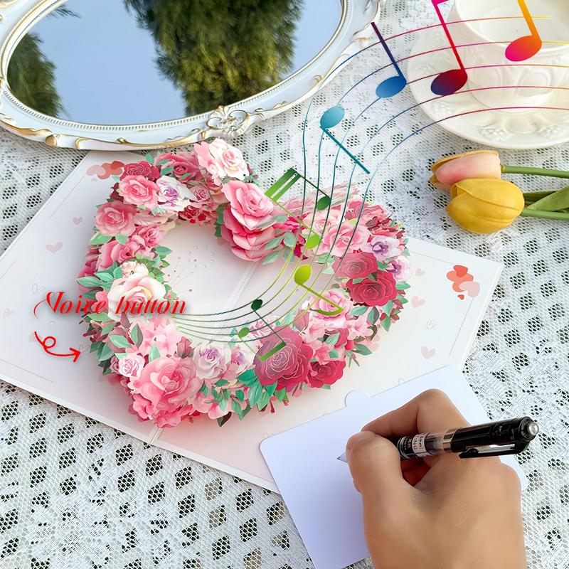 Mother Flower Greeting Card Mom 3D Floral Wreath Paper Card Exquisite Innovative Festival Accessories For Showing Your