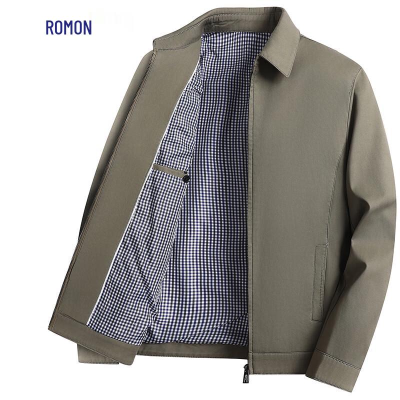

Romon Men s 100% Cotton Casual Lapel Jacket XL