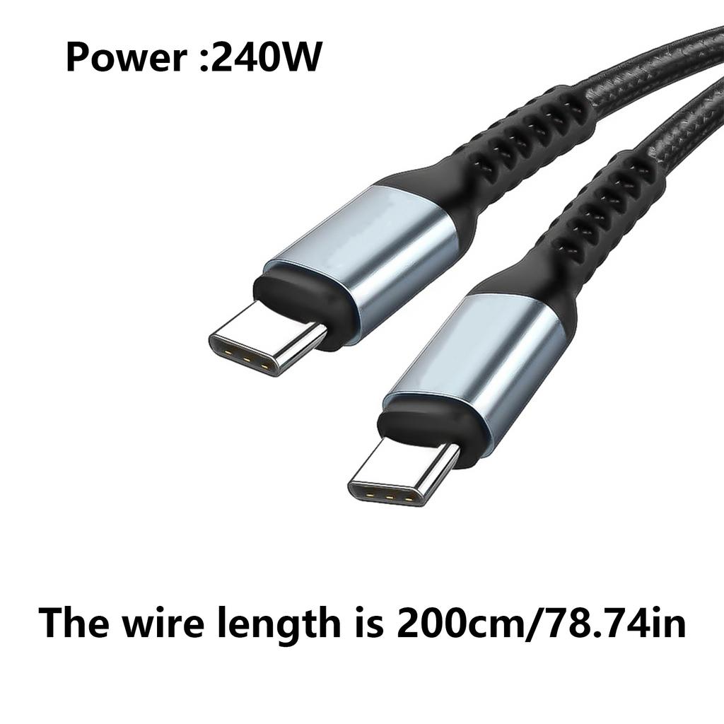 100/240W USB C Cable Nylon Braided Fast Charging Cord USB C To USB C Cable Charging Cord Support Charging Sync 480mbps