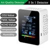 Multifunctional 5in1 CO2 Meter Digital Temperature Humidity Tester Carbon Dioxide TVOC HCHO Detector Air Quality Monitor Gas
