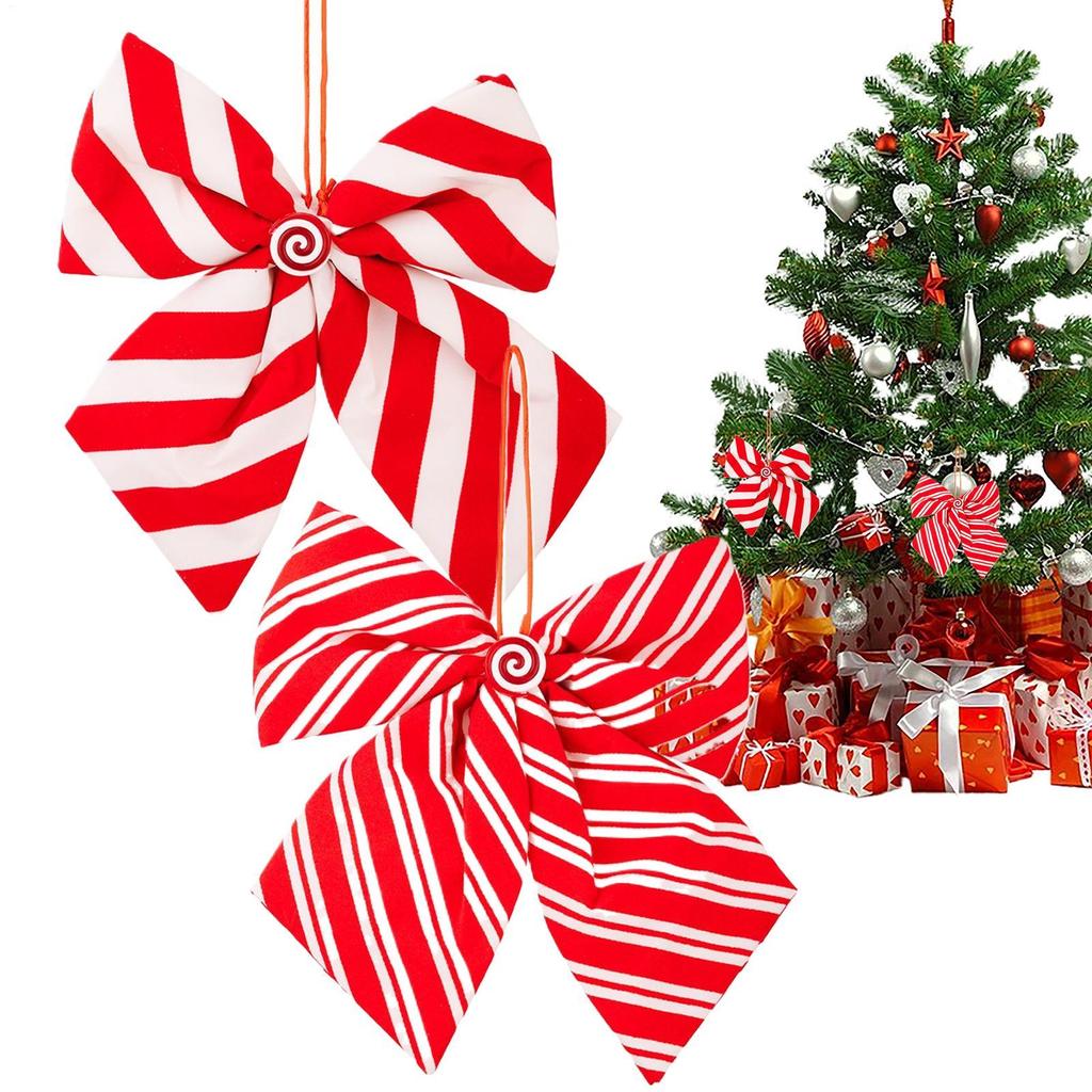 2pcs Large Christmas Wreath Bow Christmas Bow Christmas Tree Pendant Tree Topper Bows Decor Holiday Hangable Ornament