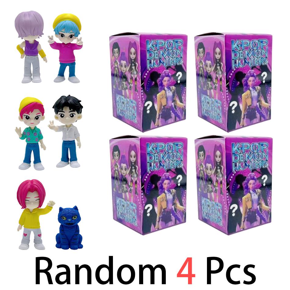 6Pcs Anime K-pop Demon Hunters Box Tiger Rumi Mira Zoey Figure Action Figurine Kits PVC Model Toys Matching cards Wholesale Gift
