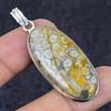 Fossil Coral Gemstone Handmade 925 Sterling Silver Jewelry Pendant 2.21" Z2m70