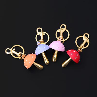 Trend Mushroom Keychain Rhinestones Exquisite Cute Mushroom Pendant Bag Charm Car Keyring Women Bag Pendant Accessories Gift