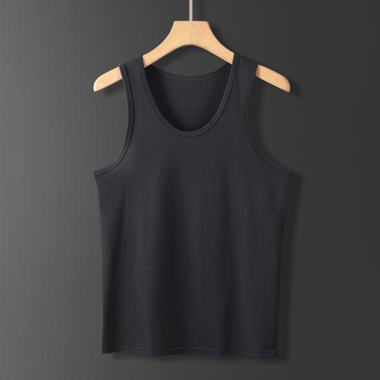 Gilet Homme Col Rond Sans Manches Coupe Ajustée Débardeurs Doux Respirant Hauts à Superposer Sensation Sans Couture Gilet Basique Tenue Quotidienne