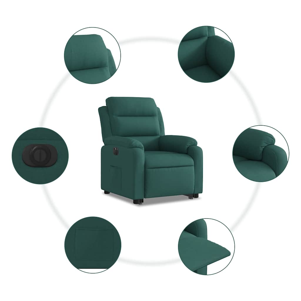 Vidaxl Lift Recliner Massage Chair, Electric, Reclining, Green