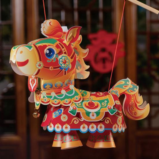 Hästens År Ljusmaterialpaket DIY Ljuskit med Roterande Huvud Rörliga Delar Och Inbyggda Ljuseffekter Traditionell Zodiac-Dekoration