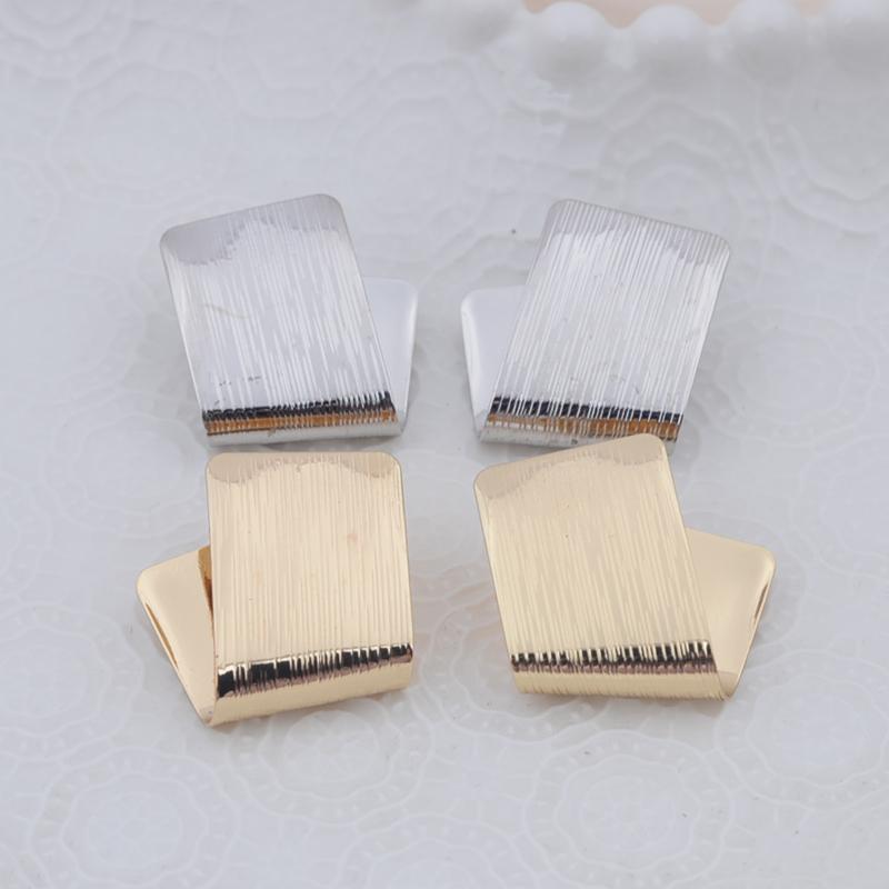 Metal Fold Asymmetry Square Earrings for Women Golden Silver Zinc Alloy Geometry European Brief Drop Earrings Jewelry Gift