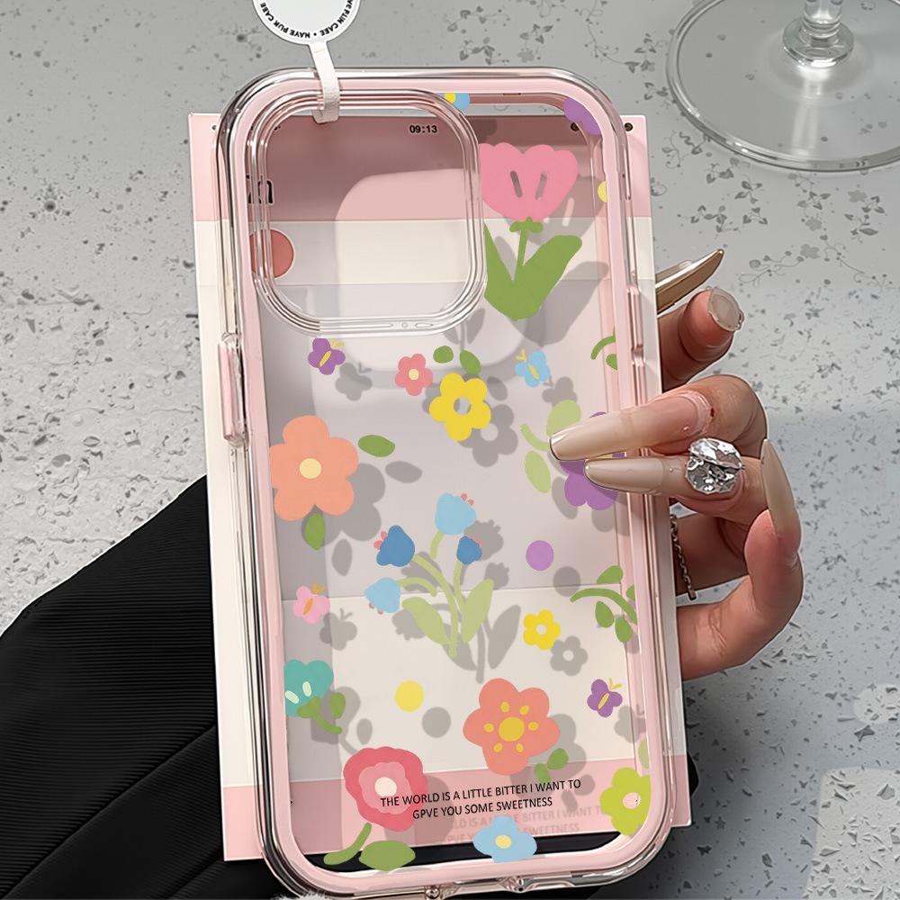 Spring full screen flowers for iPhone17 Pro Max mobile phone protective case 16 simple 15Pro niche 14