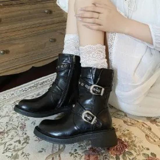 

Дизайнерские ботинки на платформе с металлической пряжкой для женщин, модная повседневная обувь в стиле ретро для женщин, повседневные ботильоны на осень-зиму для женщин 35
