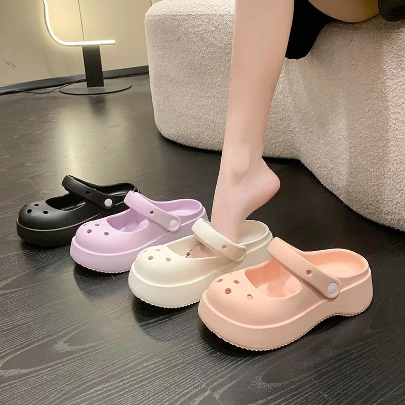 Women's Sandals Summer 2024 Outdoor Slides Soft Sole Garden Shoes Female Indoor Thick Bottom Non-slip Sandals Chaussure Femme