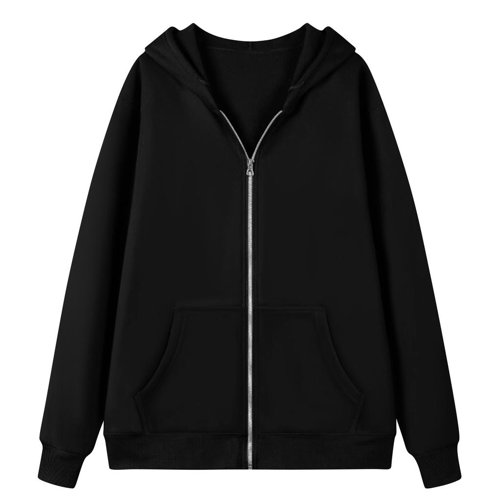Women's Solid Color Zipper Sweatshirt Tops Daily Casual Jacket