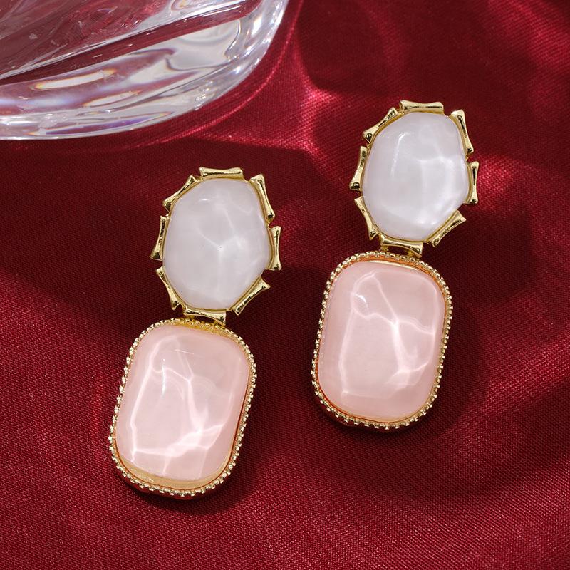 Contrasting color water ripple irregular square stud earrings niche unique earrings exaggerated earrings