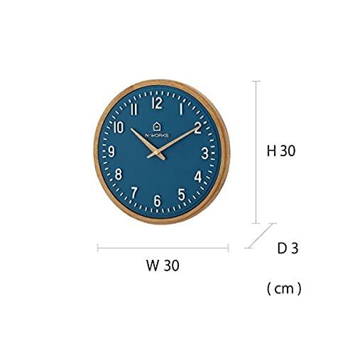 Interform Ecol Wall Clock CL-4072, Navy Wood, Sweep Movement, Nordic White, 30cm Diameter