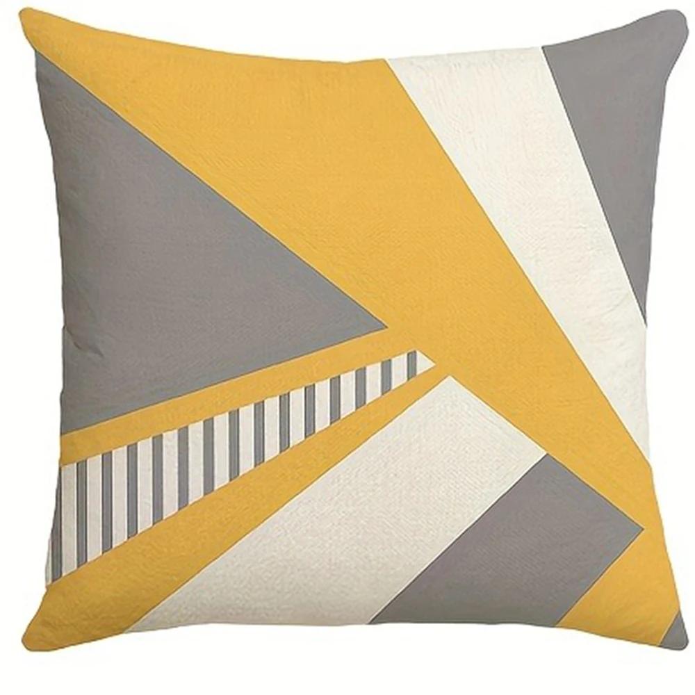 SWEET HOME Decoration Fashion Yellow Gray Geometric Pattern Printing Pillowcase Living Room Sofa Cushion Cover Room Decoration