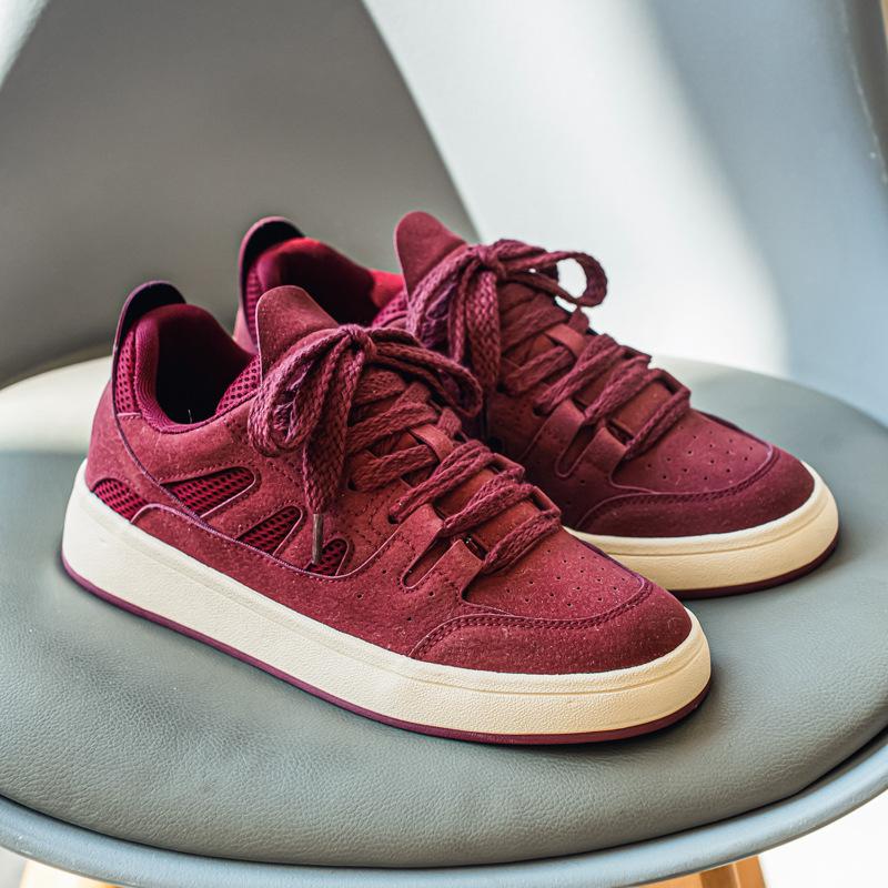 

2025 новые парусиновые туфли мужские высококлассные нишевые туфли студенческий тренд спортивная и повседневная обувь для скейтборда 8107 39 бордовый