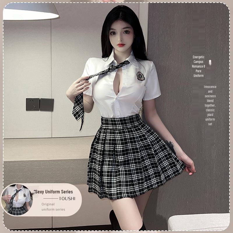 Sexy JK Plaid Lingerie School Uniform Role-Play Costume