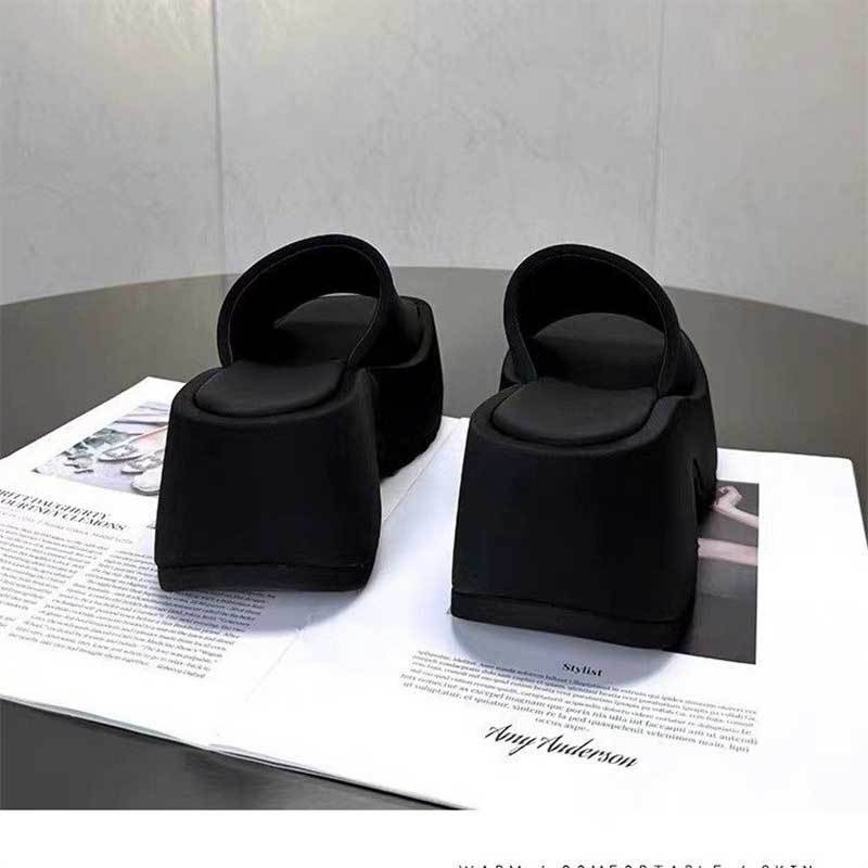 

Мода Мода Платформа Черные Сандалии Женские Квадратный Носок Шикарные Уличные Шлепанцы 2025 Новые Летние Уличные Готические Слайды Пляжная Обувь 35 чёрный