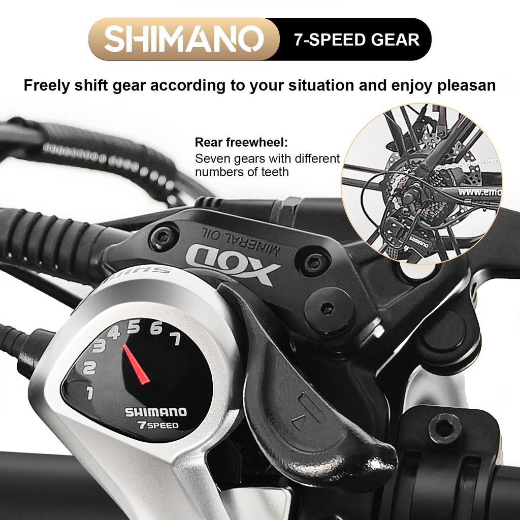 Electric Bike Foldable EMOKO C94 20" 1000W Motor City Ebike 48V 35AH Max Range 200Km 7 Speed Black