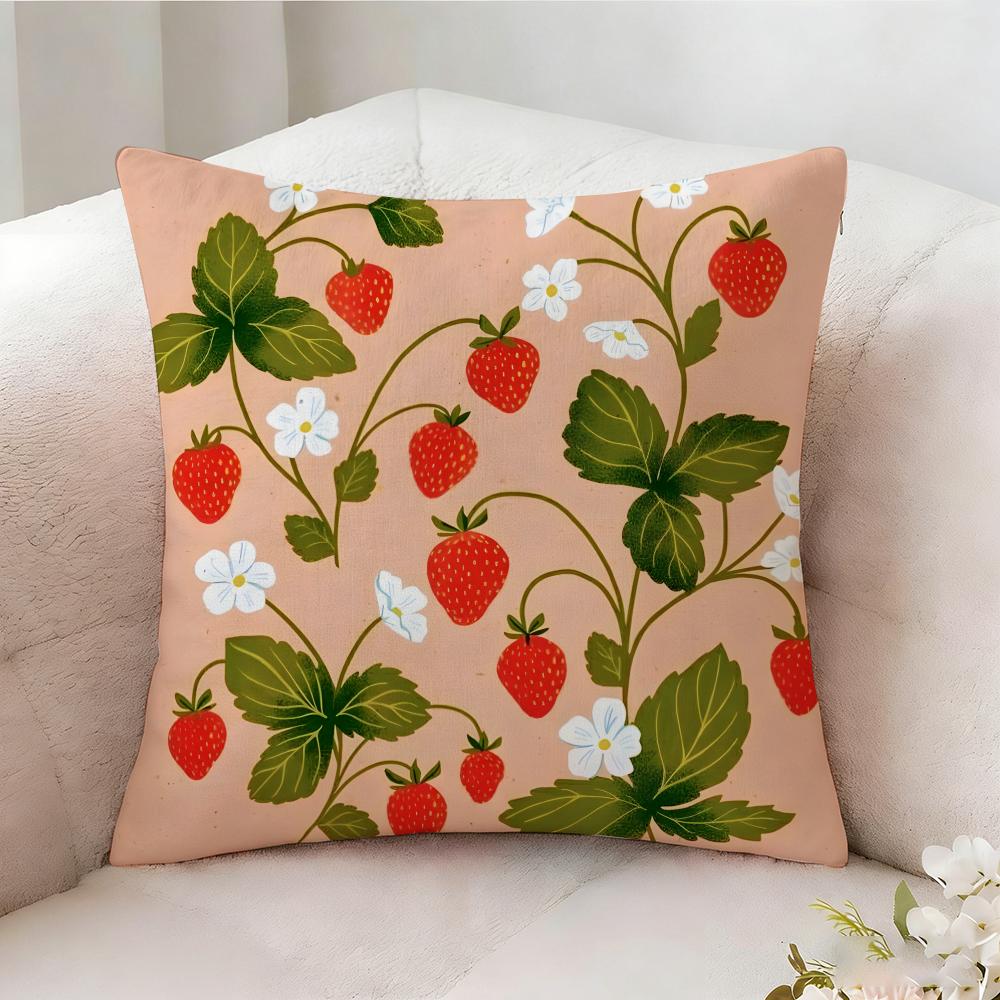 Strawberries Cute Food Pillow Case Pillowcase Doublesided Printed Sofa Cushion Bedroom Headboard Pillow