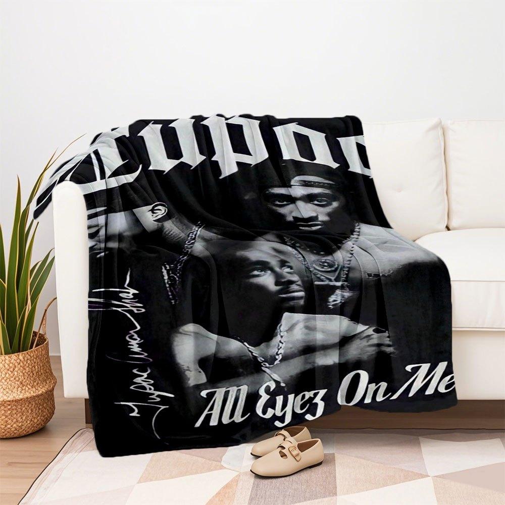 "RARE Tupac Shakur 'All Eyez On Me' Poster Print"Blanket Flannel Throw Blanket for Sofa, Bed, Travel, Camping, Office, Couch, Chair, And Bed