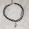 Collier Pendentif Croix Cristal Noir Style Gothique Punk Y2K pour Femmes Collier Multicouche Perles Vintage Charme EMO Bijou Cadeau