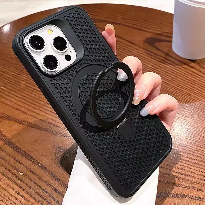 Luxury Heat Release Case For iPhone 17 16 15 14 13 12 Pro Max Plus 16Pro iPhone16 For Magsafe Mag Safe Wireless Charge Stand Covers