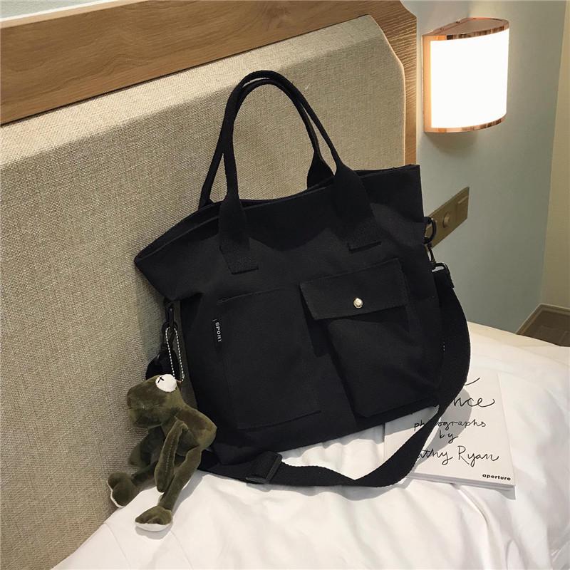 2021 Korean Style Women's Canvas Tote: Large, Trendy Crossbody & Shoulder Bag for Students