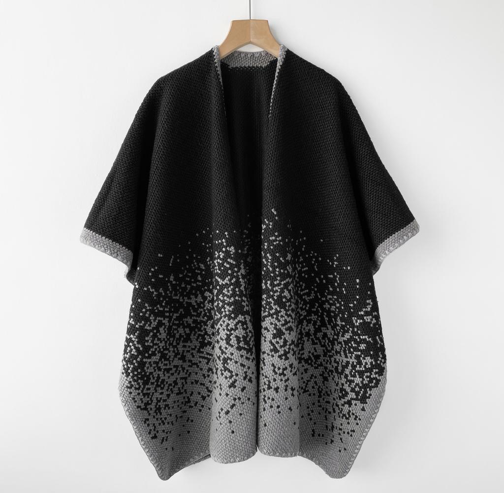 Light luxury versatile rough knitted women's shawl retro cape imitation cashmere scarf autumn and winter warm cape