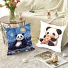 Animated Panda Pillow Case Square Pillow Bedroom Sofa Leisure Comfort Cushion Car Living Room Home Decoration 40X40