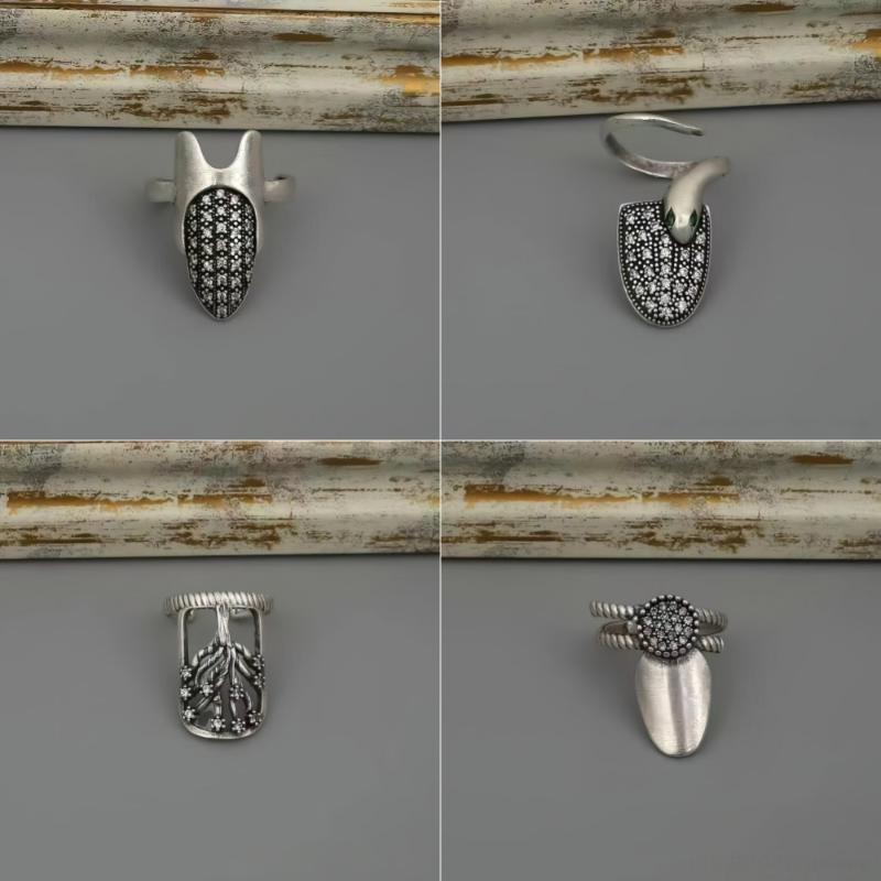 Retro Nail Ring, Nail Ring Set-Adjustable Opening Size For Daily Wear, Party, Valentine'S Day Gift, Year-Round Elegant
