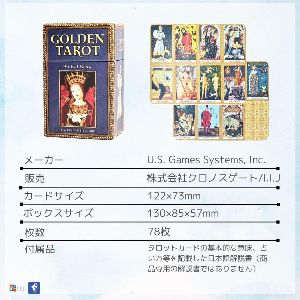Golden Tarot Tarot Tarot Fortune with Japanese Authentic I.I.J. Cards, Telling, Instructions,