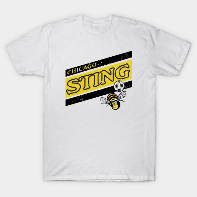 Men Black Print T-shirt 1975 Chicago Sting Defunct Vintage Soccer No-Cut Transfer Paper Print Cotton Tshirt S белый