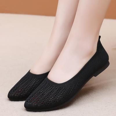 Damenschuhe Weich Weiches Obermaterial Atmungsaktiv Freizeitschuhe V-Ausschnitt Netz Flache Loafer Lässig Täglich Bequem Leicht Rutschfest Weiche Sohle Einfach zu tragen