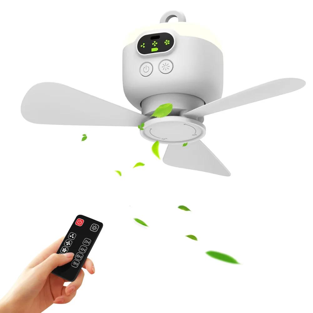 Portable Wireless Ceiling Fan Light Rechargeable Camping Fan with Remote Control Tent Fan Outdoor Fan for Outdoor Camping Dorm