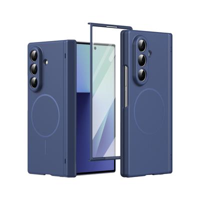 360 Hinge Protection Ultra Thin Magnetic Case For Samsung Galaxy Z Fold 7 6 5 4 Matte Cover With Clear Glass Screen Protector