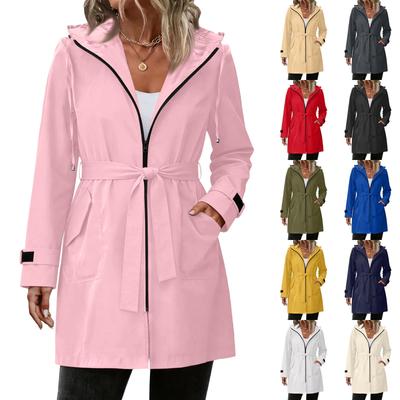 Damen Regenmäntel Mit Kapuze Leichte Outdoor Kapuzen Windjacke Trenchcoat Jacke Große Größen