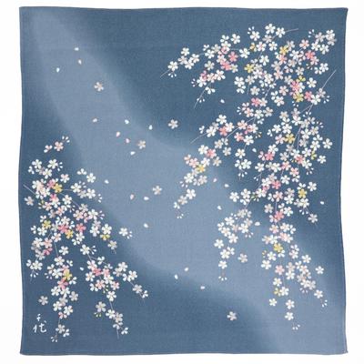 Chiyo Sakura Furoshiki 68cm Breit Rayon Furoshiki Hergestellt in Japan Uno's (Kirschblüte) (Navy blau)